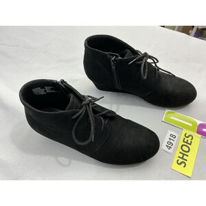 Girls Wonder Nation Wedge Booties 4 Black Lace Up Zip Up